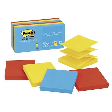 Post-It Sticky note 076153 Original Pop-Up Note Refill - Assorted Ultra Colors; Pack - 12 76153
